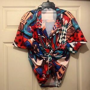 Abstract Button Down / Tie Shirt